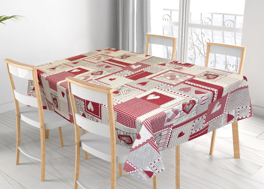 Tovaglia Per Salotto Cucina Tavolo 100% Cotone Made In Italy Aprica RP - 140x360 - Rosso