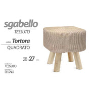 Trade Shop - Pouf Sgabello Poggiapiedi Quadrato Moderno Piedi In Legno Tortora 27x28cm 827709 -
