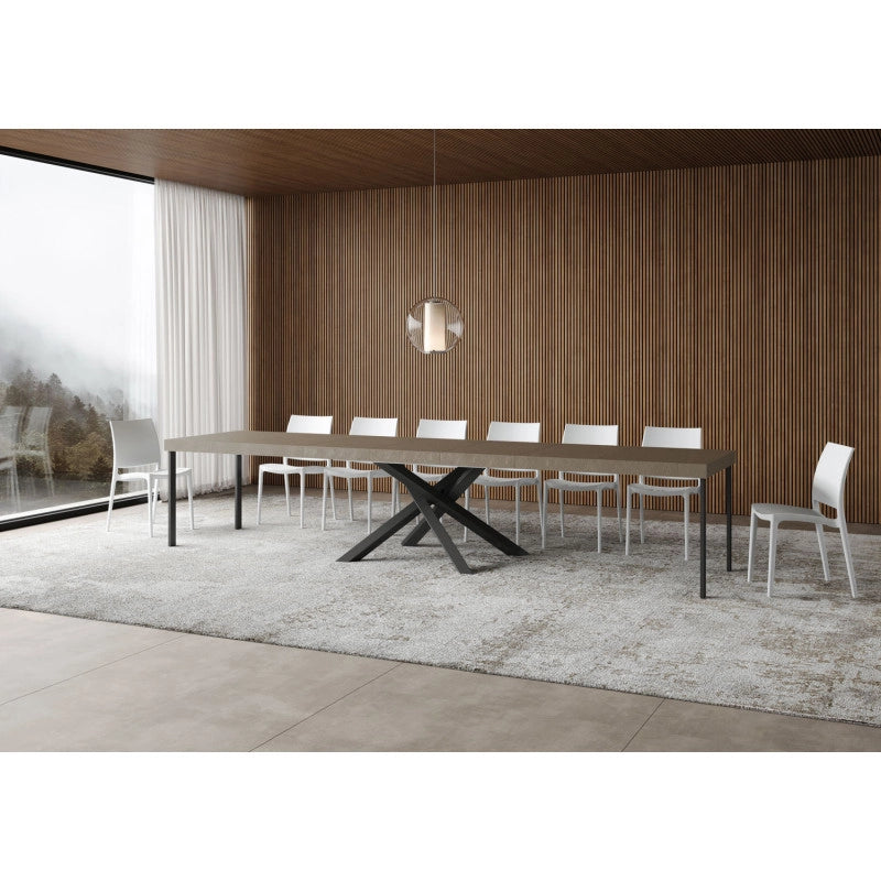 Tavolo allungabile 120/380x90 cm Volantis Premium telaio Antracite - Tortora