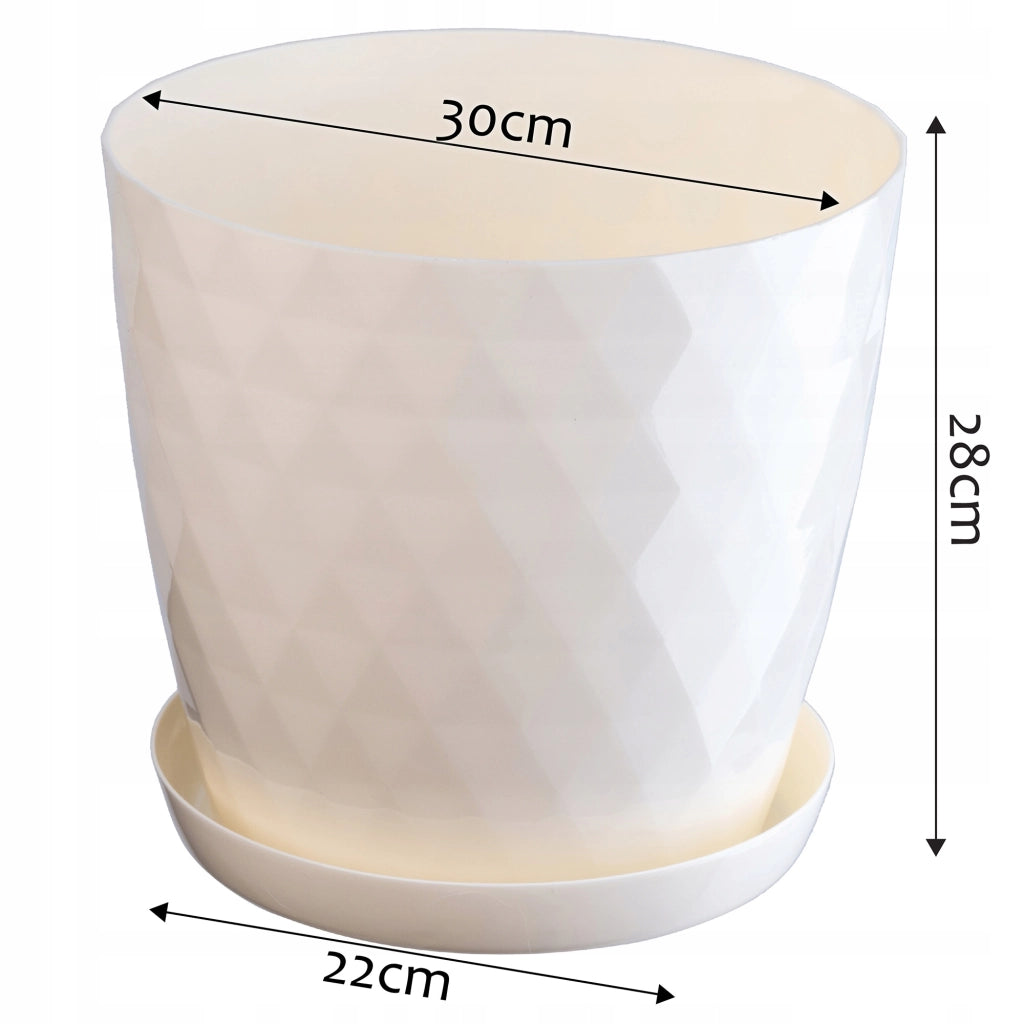 Vaso da fiori KADAX con supporto, coperchio rotondo in plastica, color crema, 30 cm