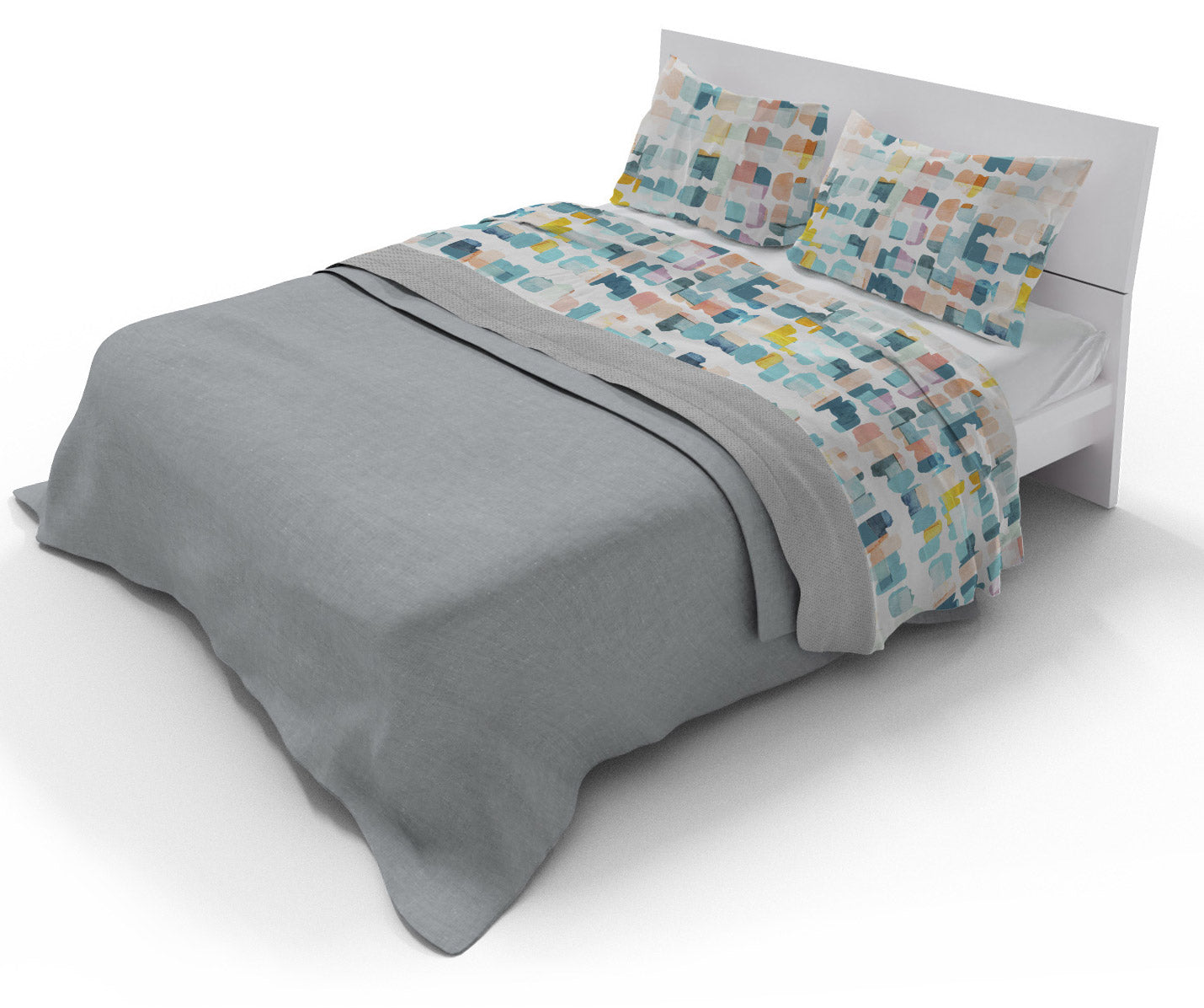 Set Lenzuolo Matrimoniale Sopra e Federe con Stampa Watercolor 06