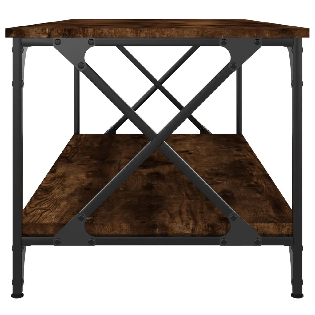 Tavolino da salotto | Tavolino da caff¨¨ | Tavolino da Soggiorno Rovere Fumo 100x50x45 cm in Legno Multistrato e Ferro