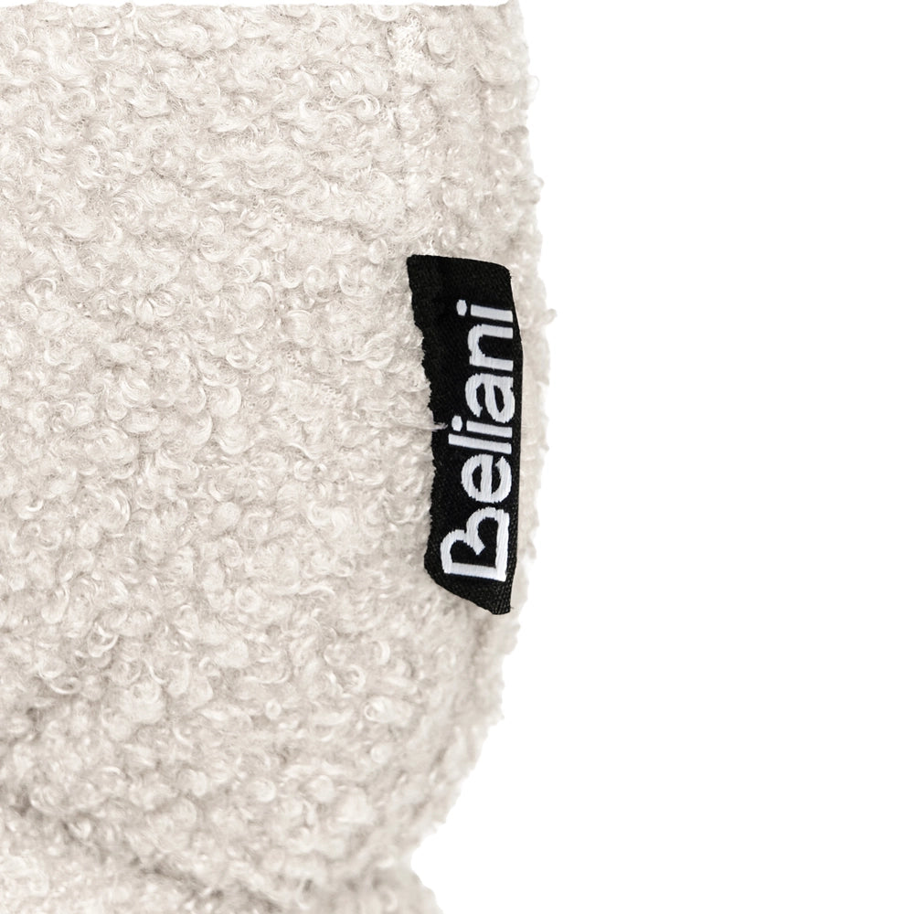 Divano per bambini beige imbottito in bouclé con braccioli, divano moderno per bambini