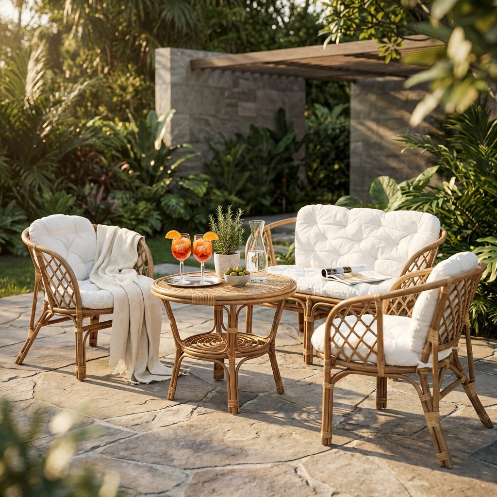 Salotto da Giardino 4 posti con Tavolino in Wicker - ECO