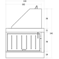 Camino legna prefabbricato ghisa focolare aperto reversibile ds110 tgh calore