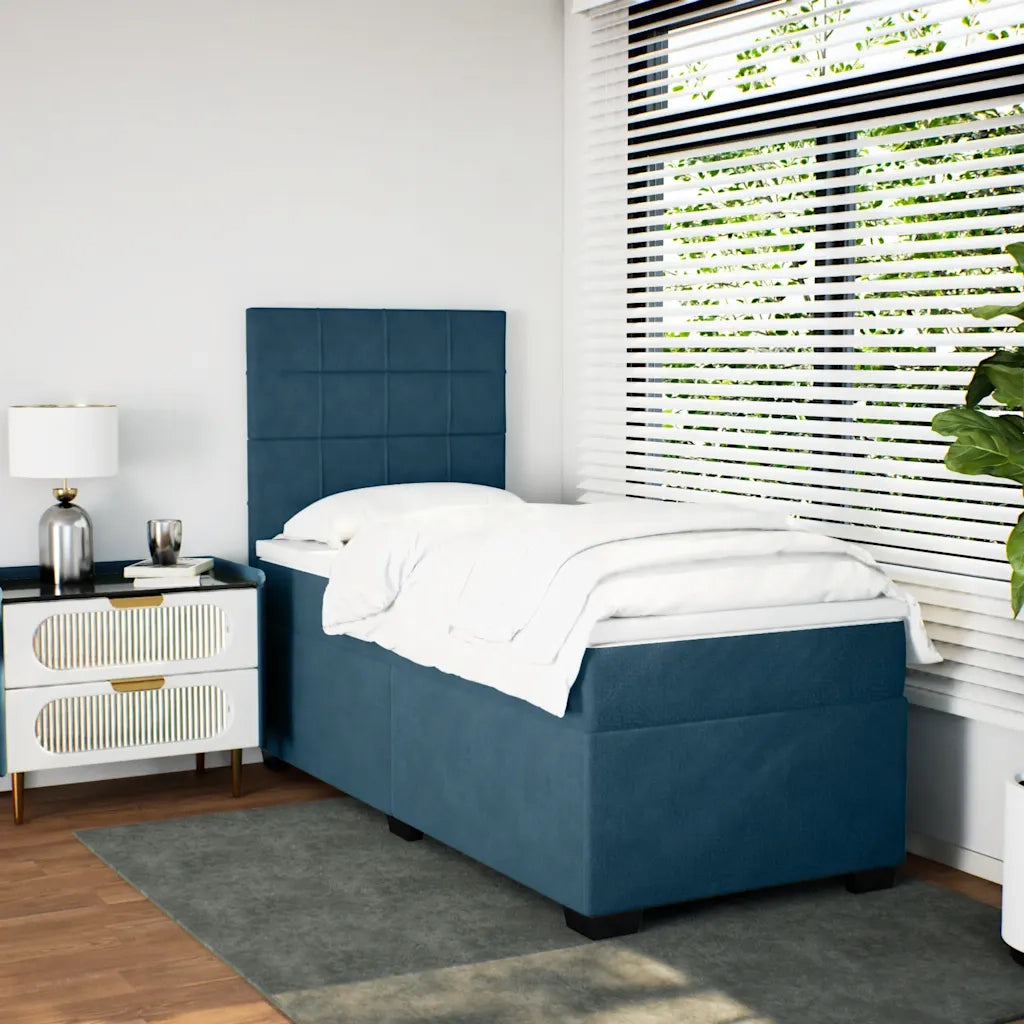 Giroletto a Molle con Materasso Blu 90x190 cm in Velluto 3290790