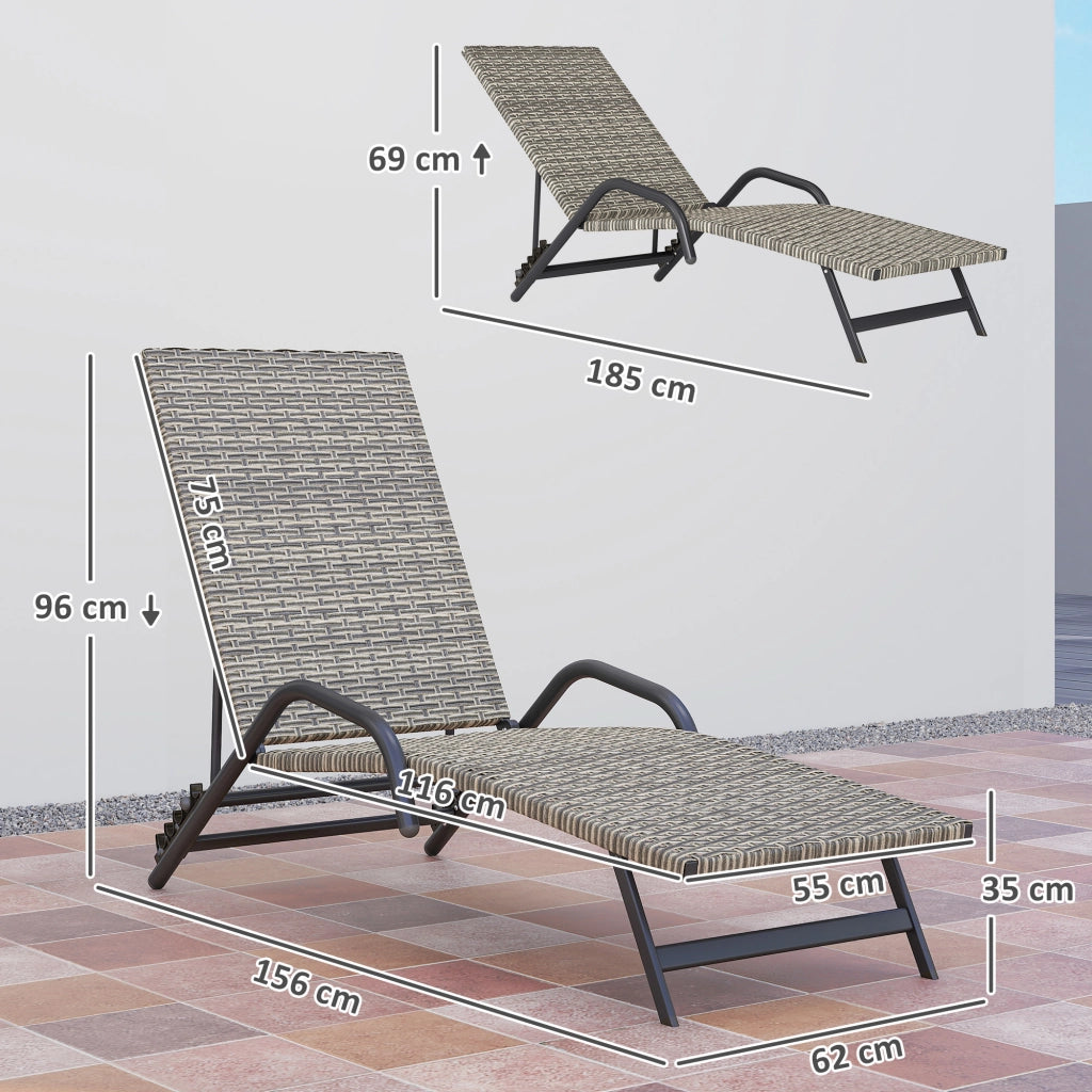 Chaise Longue in Resina Intrecciata ¨C zephmum ¨C Marrone 156x62x96cm