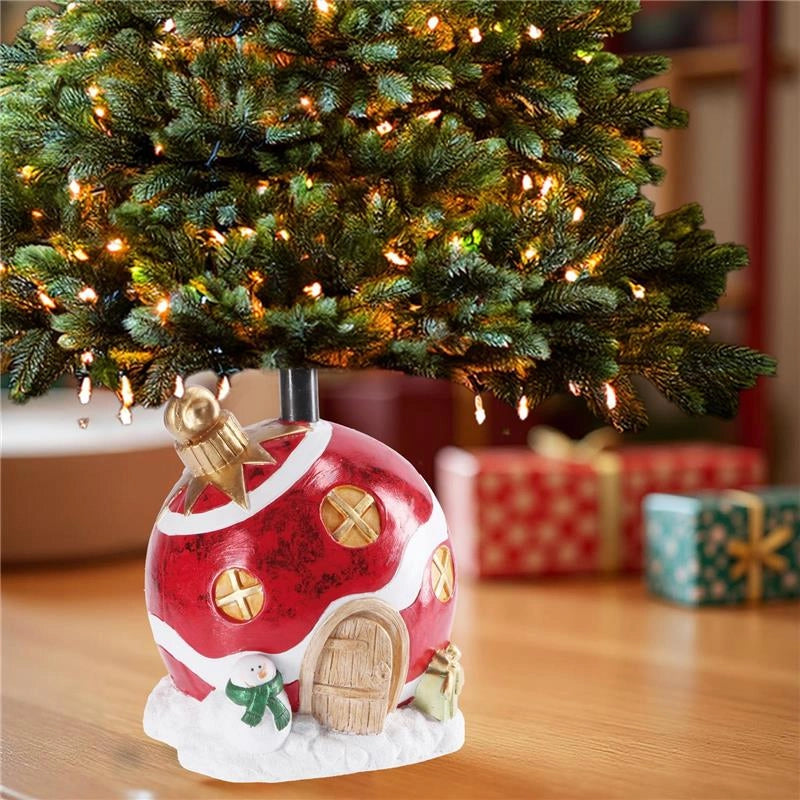 MAURY'S BASE SUPPORTO ALBERO DI NATALE CON PALLINA A CASETTA CON PUPAZZO DI NEVE Ø 33X43H CM