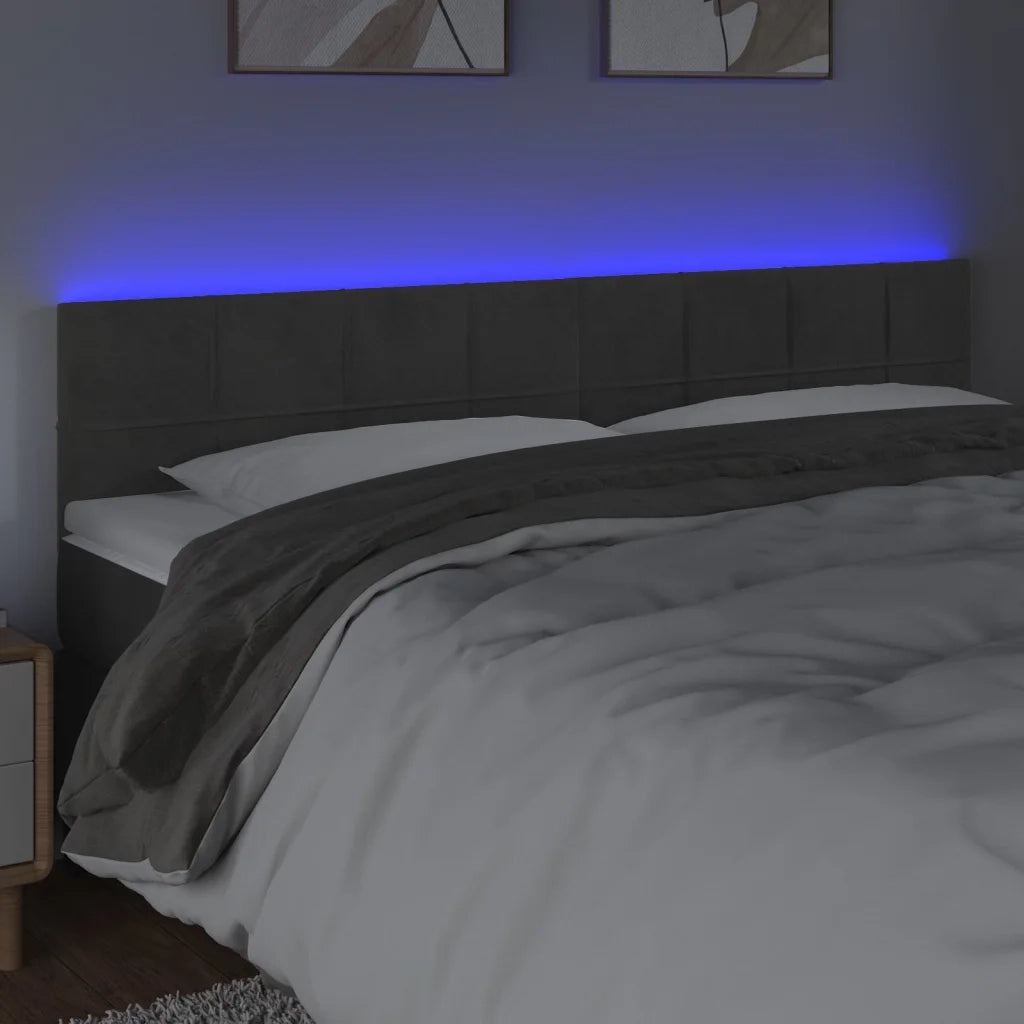 Testiera | Testata a LED Grigio Scuro 200x5x78/88 cm in Velluto