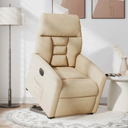 Poltrona Alzapersona Reclinabile Elettrica Crema in Microfibra 3303105