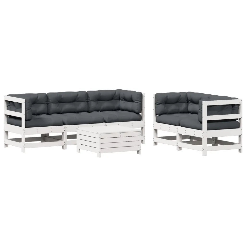 vidaXL Set Salotto da Giardino 6 pz Bianco in Legno Massello di Pino