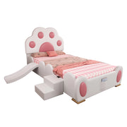 Letto per Bambini; Letto Singolo con Scivolo; Scala a 2 Gradini e Tasca; 90×200 cm; senza Materasso
