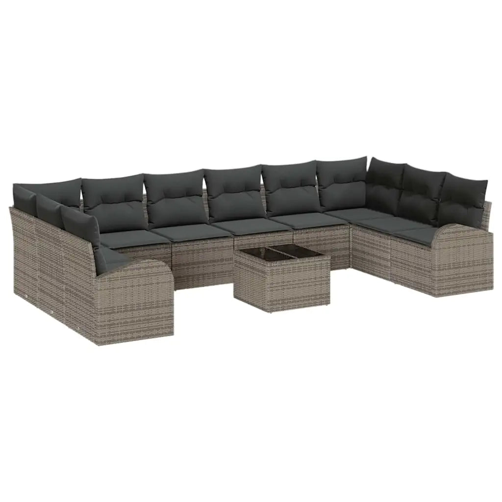 Set Divano da Giardino 11 pcs Grigio chiaro polyrattan 3354898