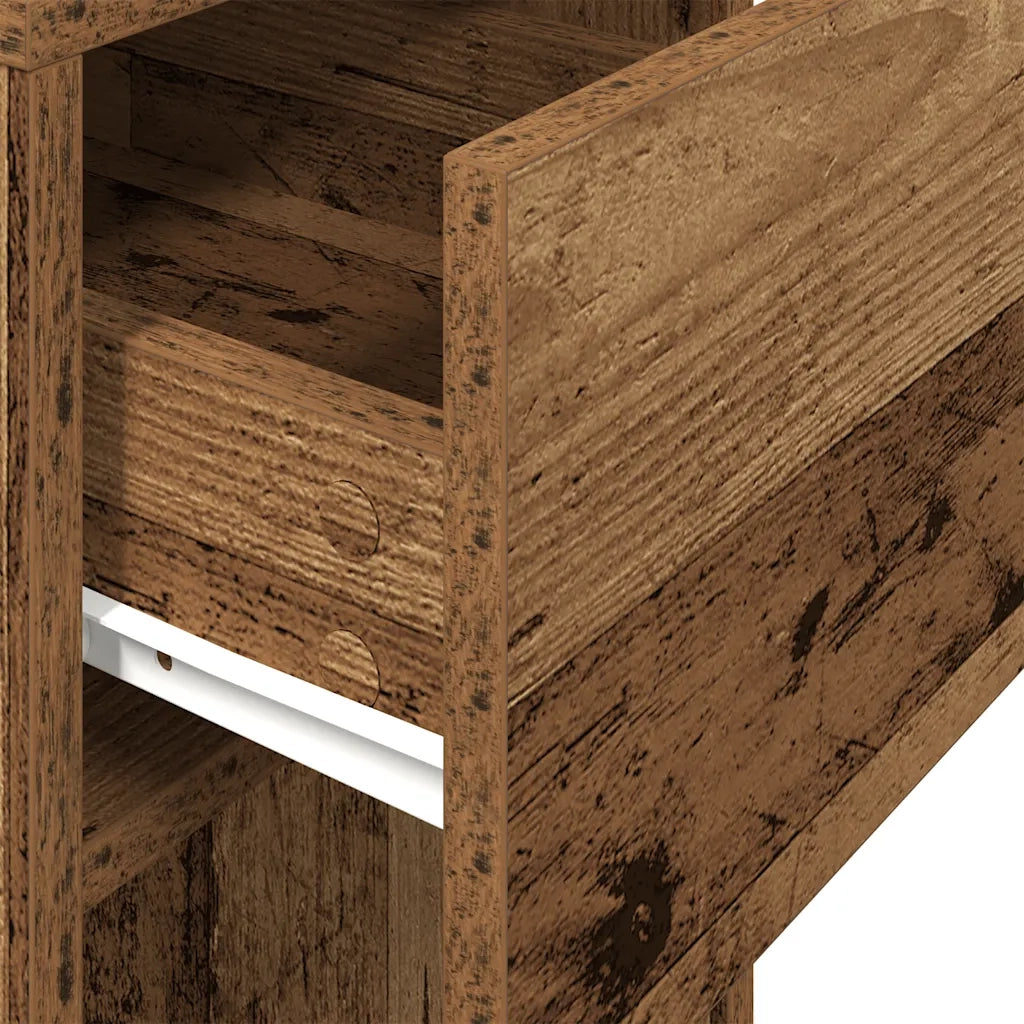 Supporto per Computer a Torre con Cassetto Antico 30x44x74 cm