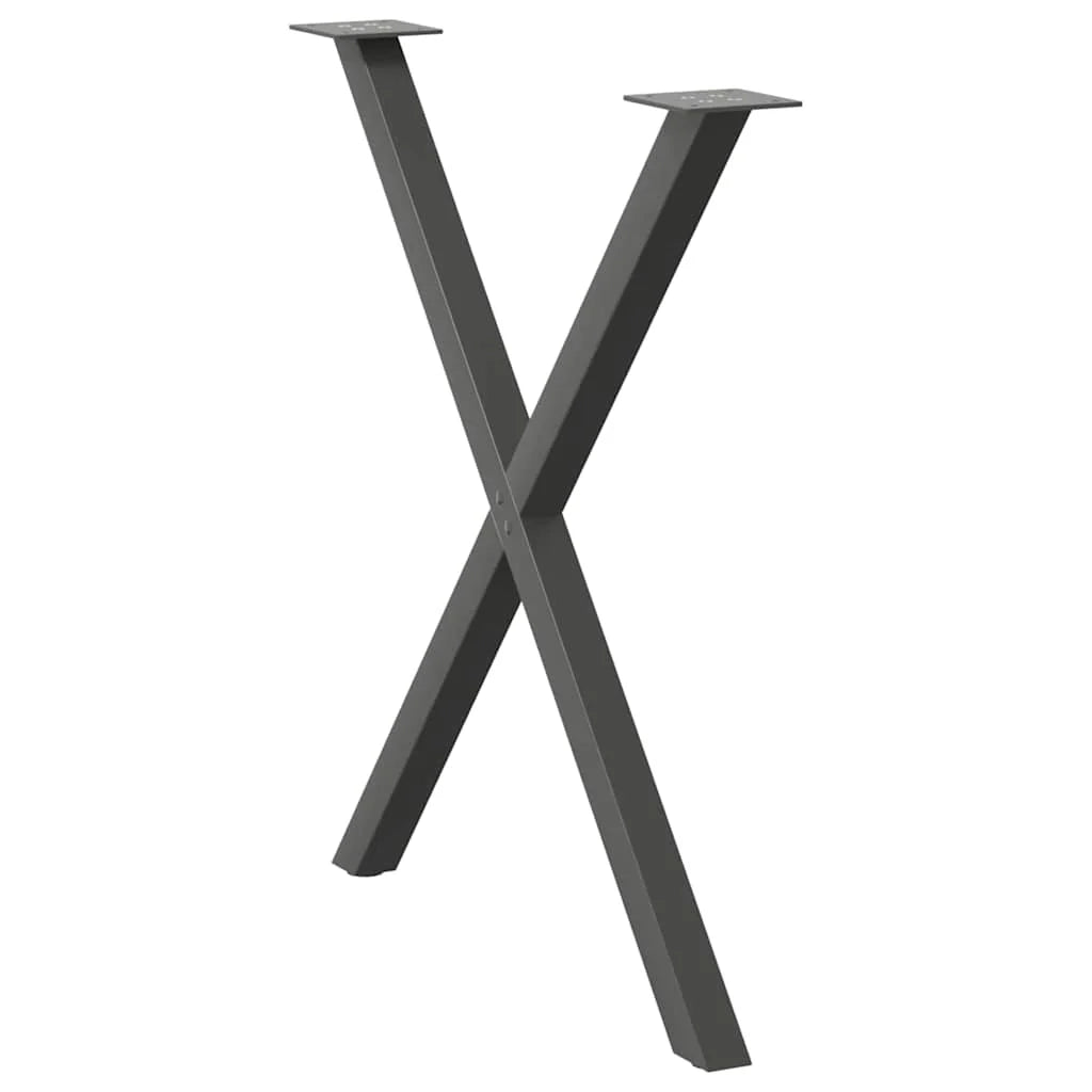Set di 2 gambe per tavolo da pranzo a forma di X 70 x 72-73 cm finitura moderna stabile acciaio antracite 02_0057191