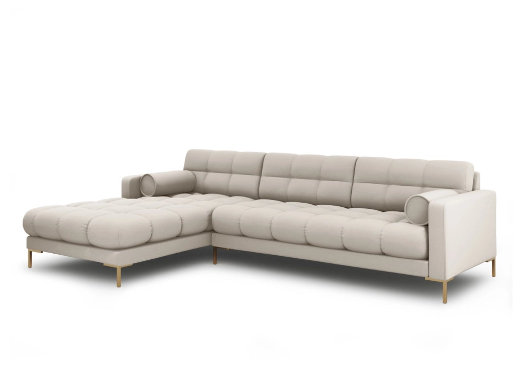 Cosmopolitan Design - Divano angolare sinistro "Bali" 5 posti in tessuto strutturato beige 