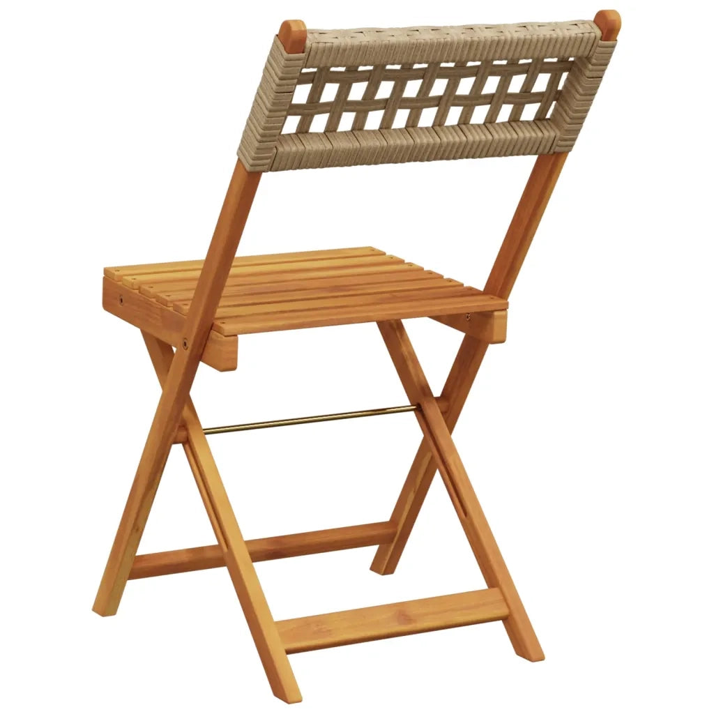 Sedie da BistrÃ² 2 pz Beige Legno Massello Acacia e Polyrattan