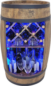 Wine Cellar in Legno con Illuminazione RGB LED - Wine Stand in Stile Rustico per la Casa