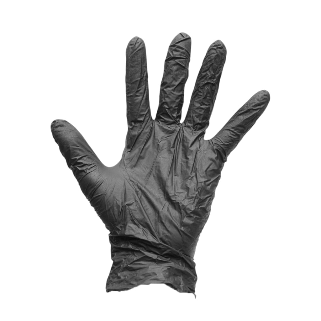 Guanti in nitrile neri senza polvere con texture antiscivolo sulle dita, taglia S 100 pezzi/scatola