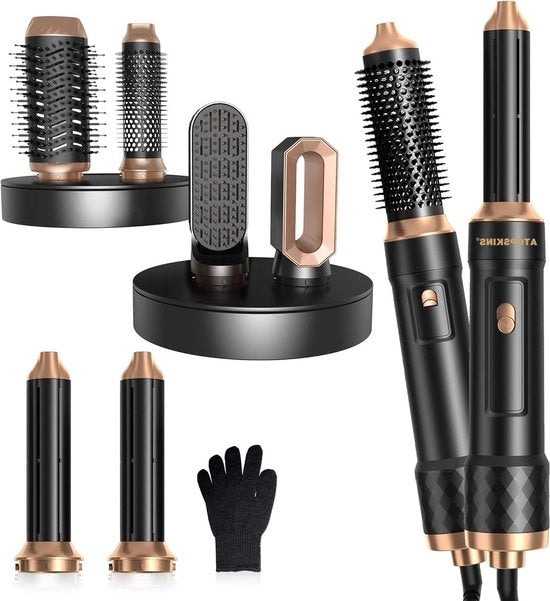 Set di spazzole per aria calda 6 in 1 1000 W set di spazzole per aria con spazzola a roncola stile e spazzola per capelli con ioni negativi set di stile per capelli con spazzola a roncola