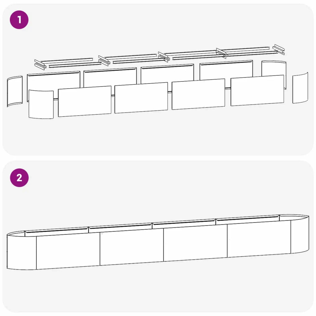 Letto rialzato da giardino Bianco 380 x 40 x 40 cm Acciaio 8011734