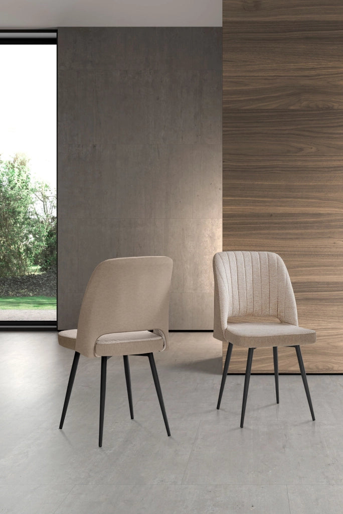 Set 2 sedie da pranzo Hispanohogar ferro e tessuto beige 88×50×60 cm
