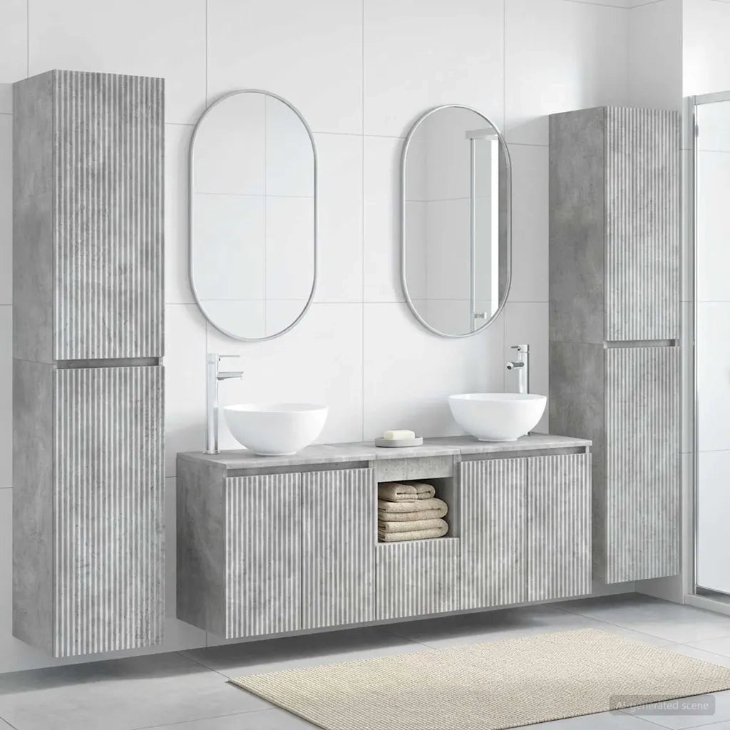 Set di mobili per il bagno 5 pz Grigio Cemento 3406026