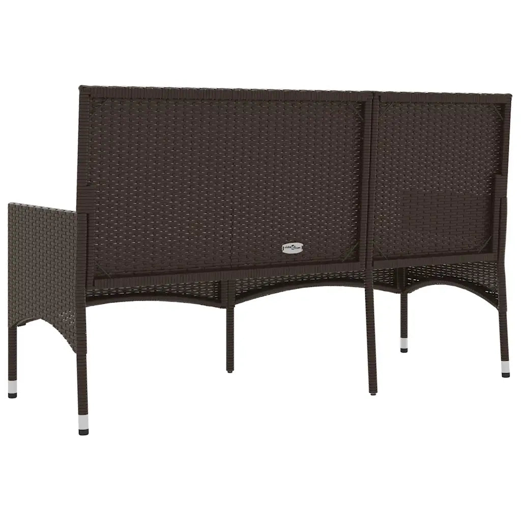 Panca da Giardino a 3 Posti con Cuscini in Polyrattan Marrone 319491