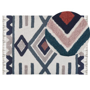 Tappeto di cotone Multicolore con motivo geometrico fatto a mano 140 x 200 cm