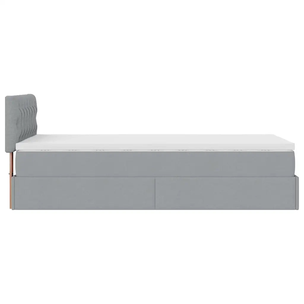 Pouf Letto con Materasso Grigio Chiaro 100x200 cm in Tessuto 3311518