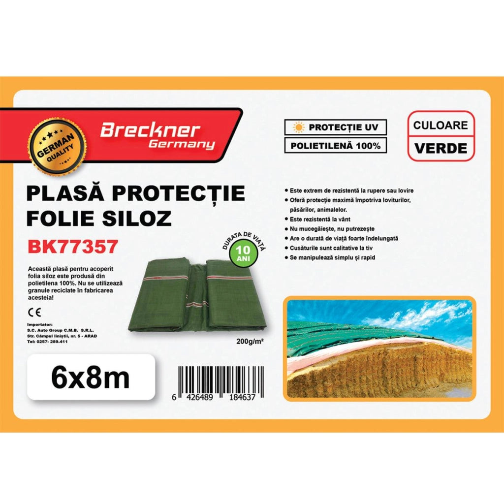 Telone di protezione per insilato 6 x 8 mt. 200gr/m2. Rete di protezione per insilati Rete/copertura di protezione per silo Breckner Germany
