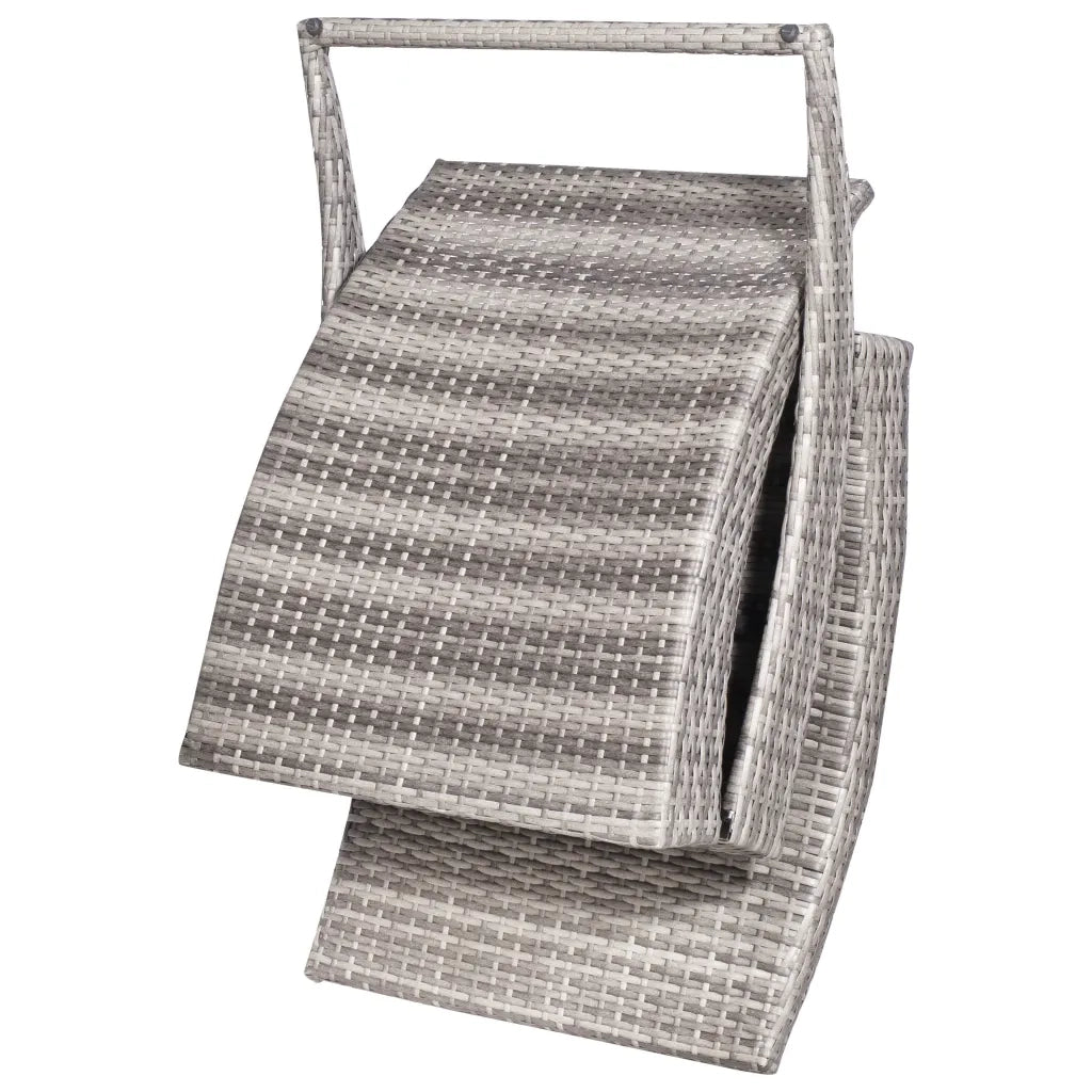 Lettino Prendisole Pieghevole con Cuscino in Polyattan Grigio