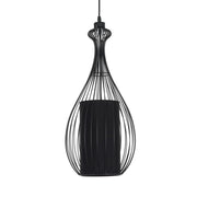 Lampadario in filo di acciaio nero con paralume cm Ø.24 H.56