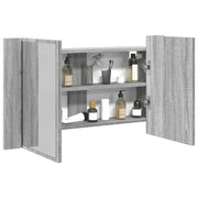 Armadietto a Specchio con LED-Mobile con specchio Grigio Sonoma 80x12x45cm Acrilico