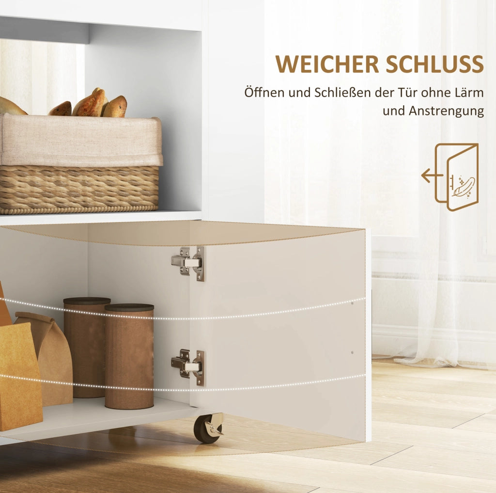 Carrello da cucina in rovere con piano e portabottiglie