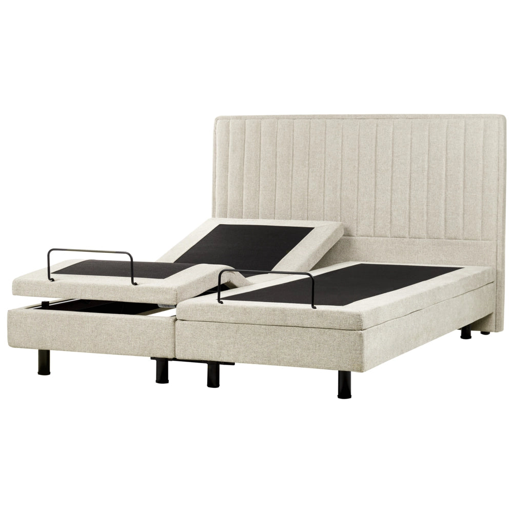Letto Tessuto Beige chiaro Elettrico Regolabile con Telecomando 180 x 200 cm