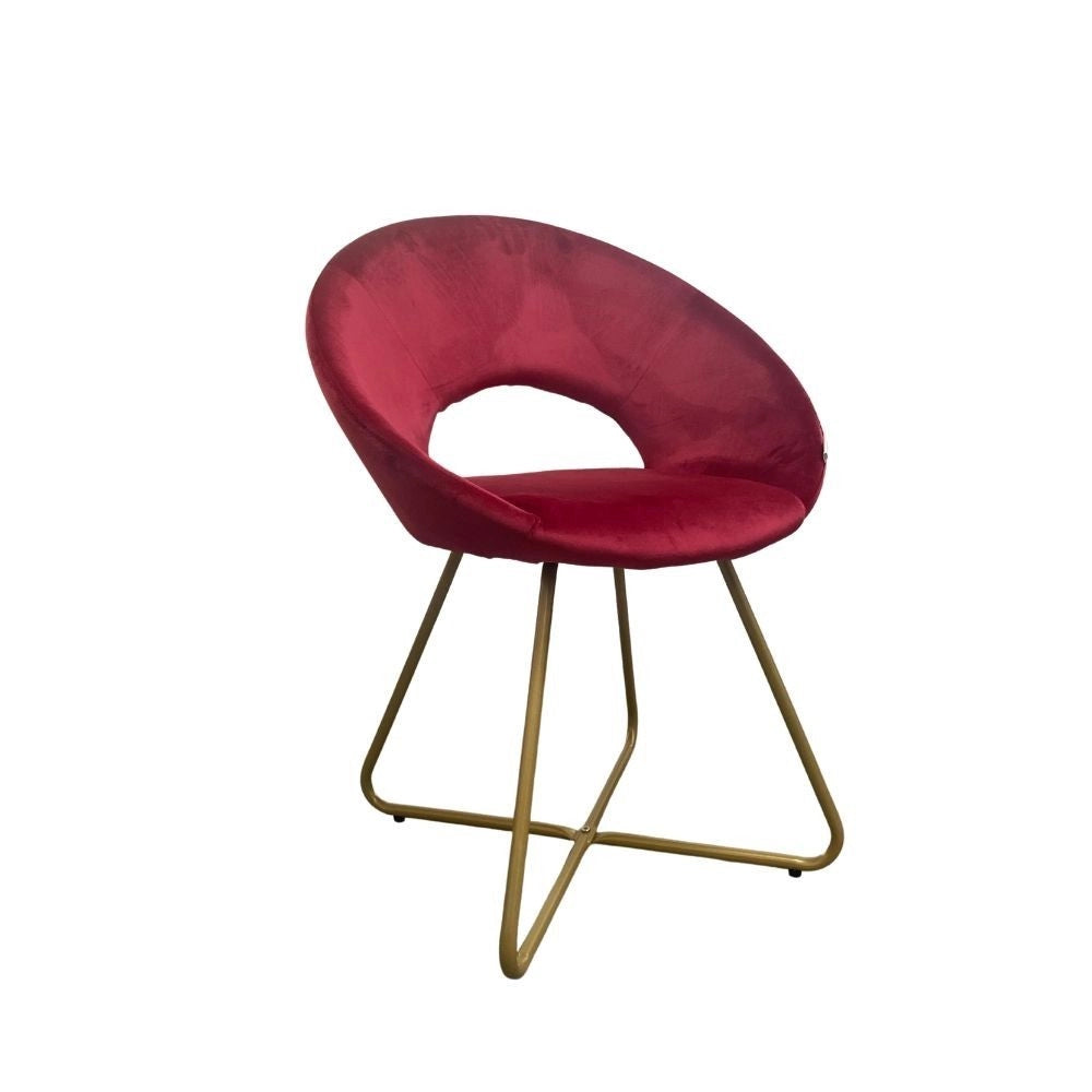 Set 2 poltroncine da salotto Etere velluto rosso e gambe oro