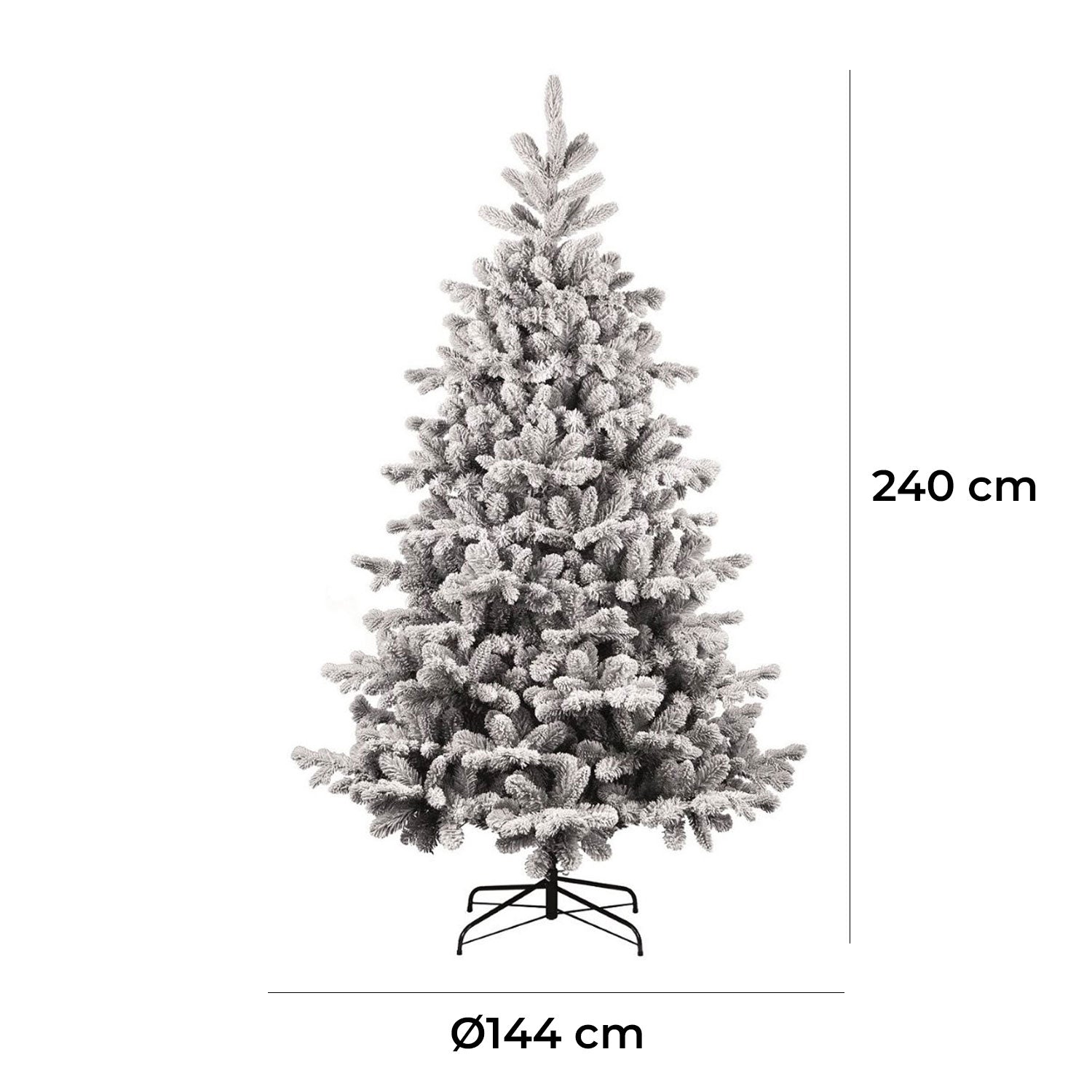 Albero di Natale Artificiale Floccato Effetto Realistico Innevato 240 cm 1336 Rami Montaggio a Ombrello Effetto Neve