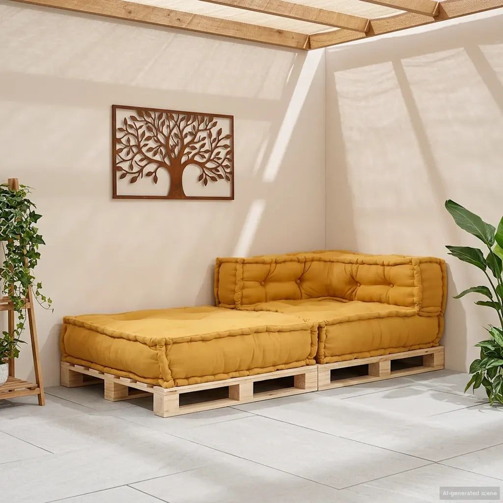 Divano Componibile Giallo 70x70x54 in Tessuto 4019037