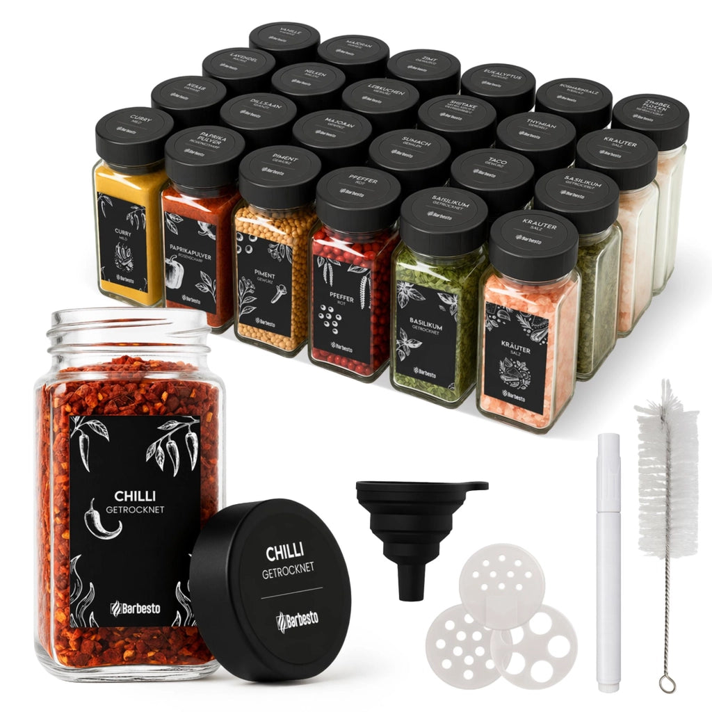 Set di 24 barattoli portaspezie quadrati in PP