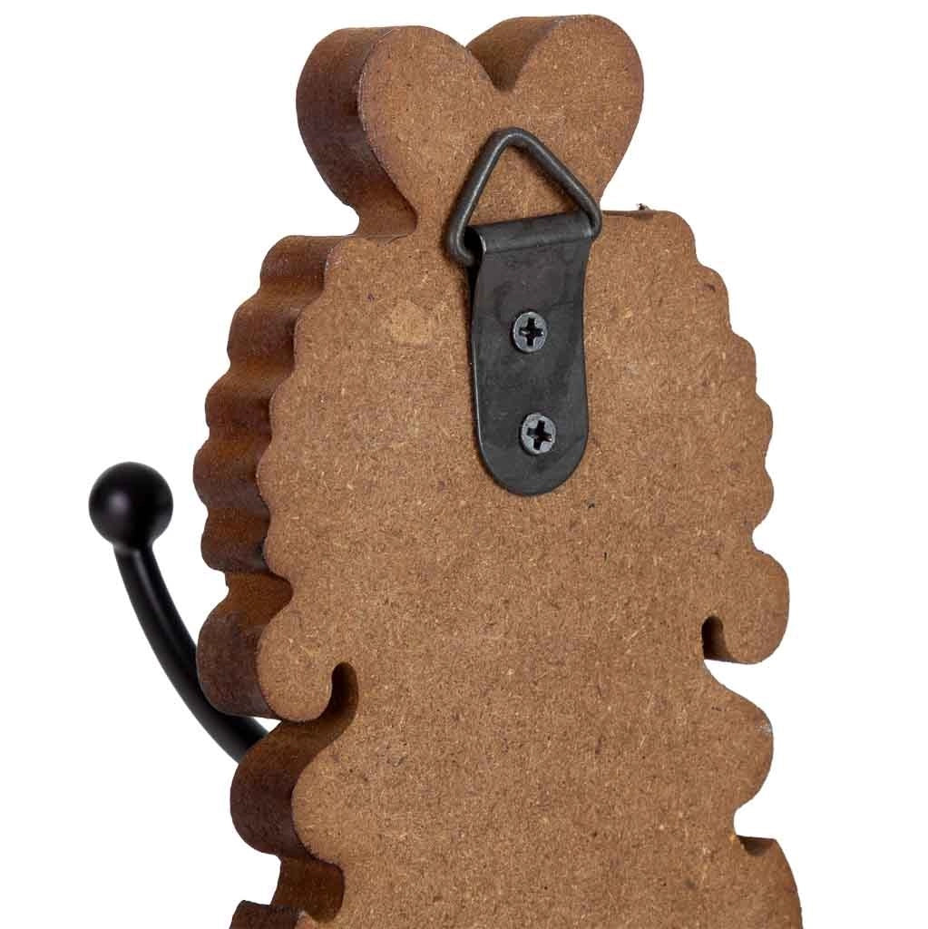 Appendiabiti da parete in legno intagliato marrone 11,5x8,5x20,5h cm