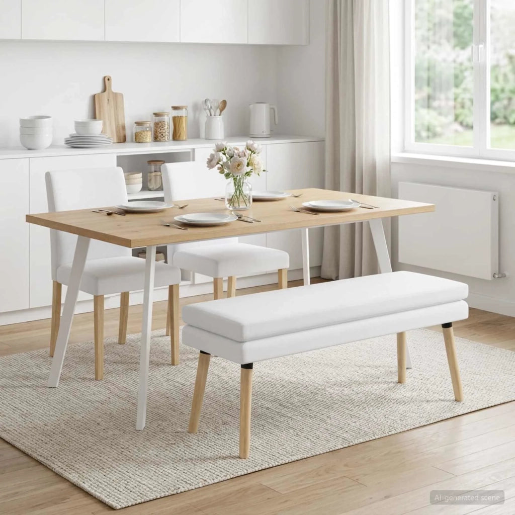 Panchina a doppio strato Bianco 110 x 40 x 47 cm Tessuto 42038456