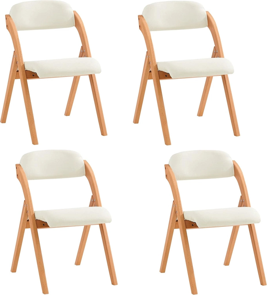 Sedia Pieghevole in Legno Set da 2 Poltrona Imbottita da Cucina, Sedie da Interno per Ufficio, Balcone, Giardino – Sedie Pieghevoli Salvaspazio Richiudibili in Faggio, Grigio Chiaro FST92-Nx2
