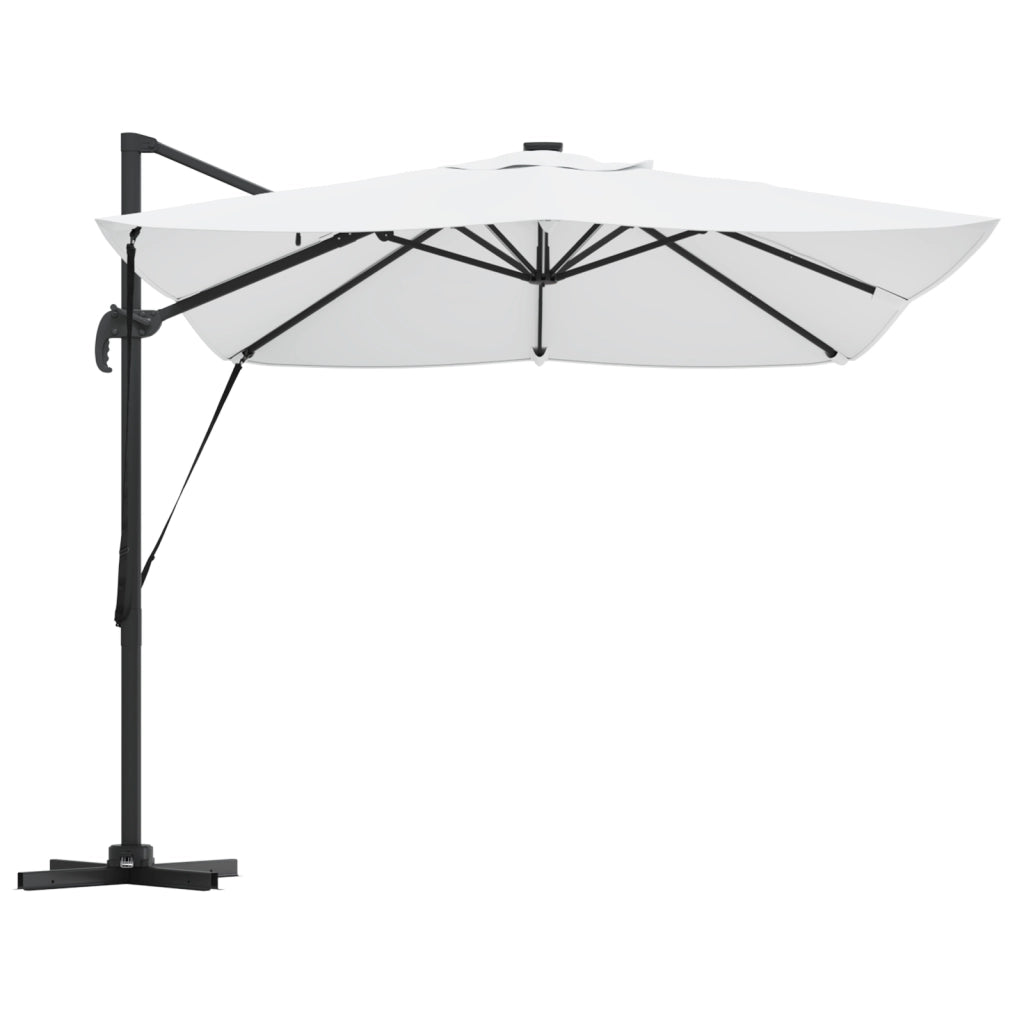 Ombrellone a Sbalzo con LED Sabbia 352x251x265 cm Alluminio