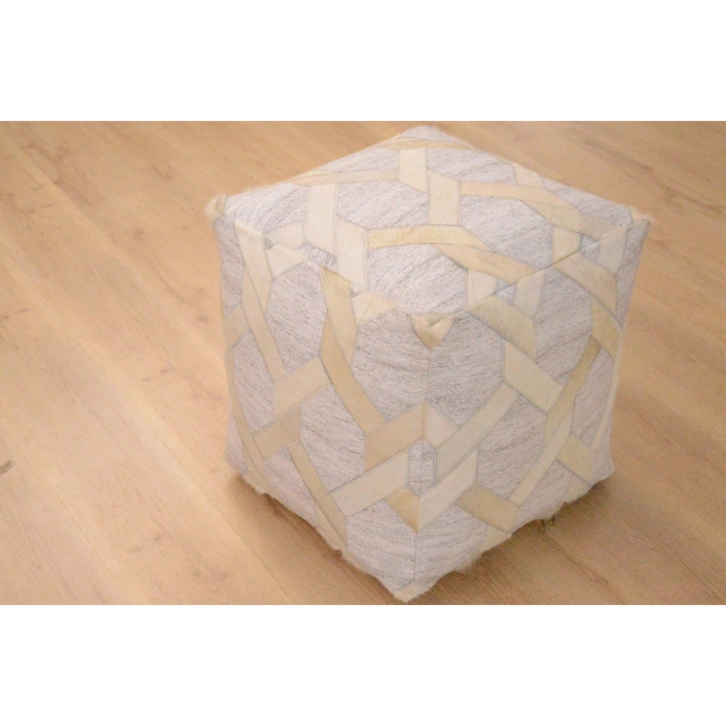Pouf a cubo Chimera in pelle avorio