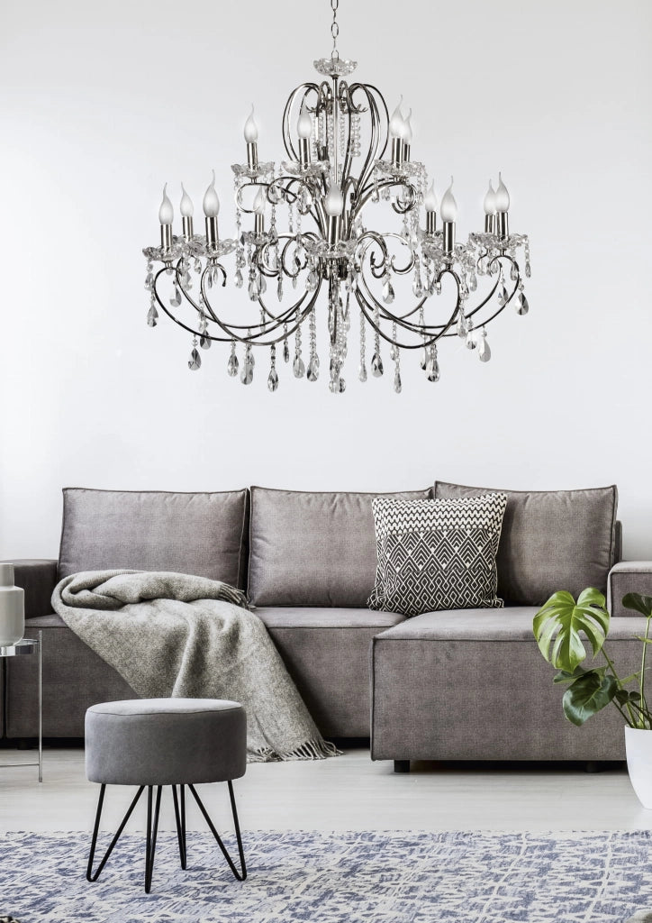 Lampadario cristallo metallo Candellux Aurora 15xE14 cromo
