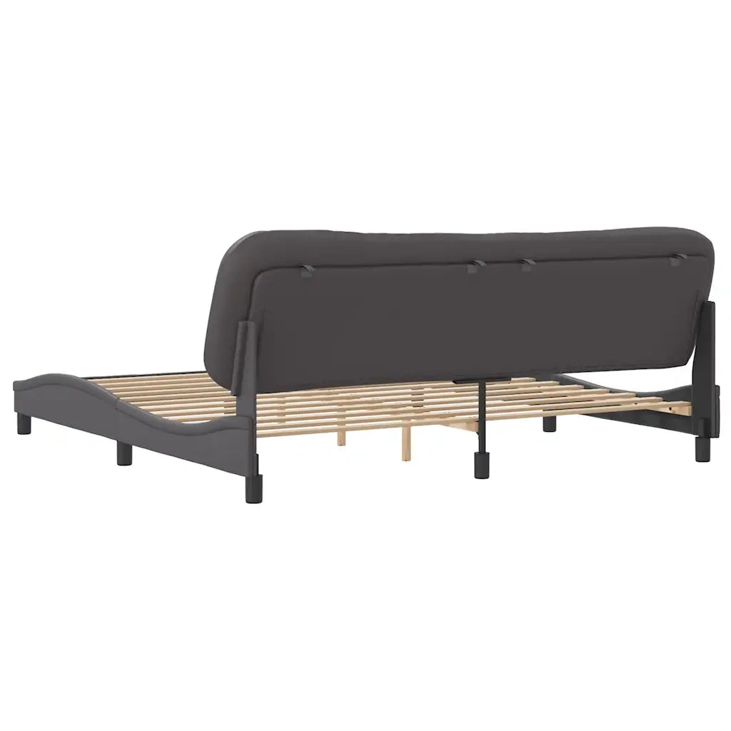 Letto matrimoniale | Letto per adulti | Giroletto senza Materasso Hvar Grigio 200x200 cm in Similpelle