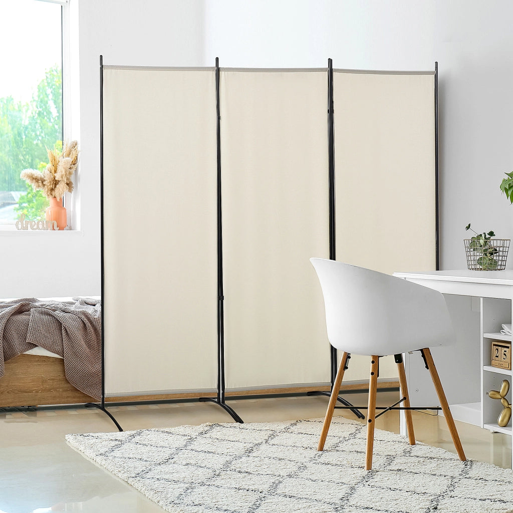 Biombo ¨C zephmum ¨C 3 pannelli 182x253 cm beige metallo