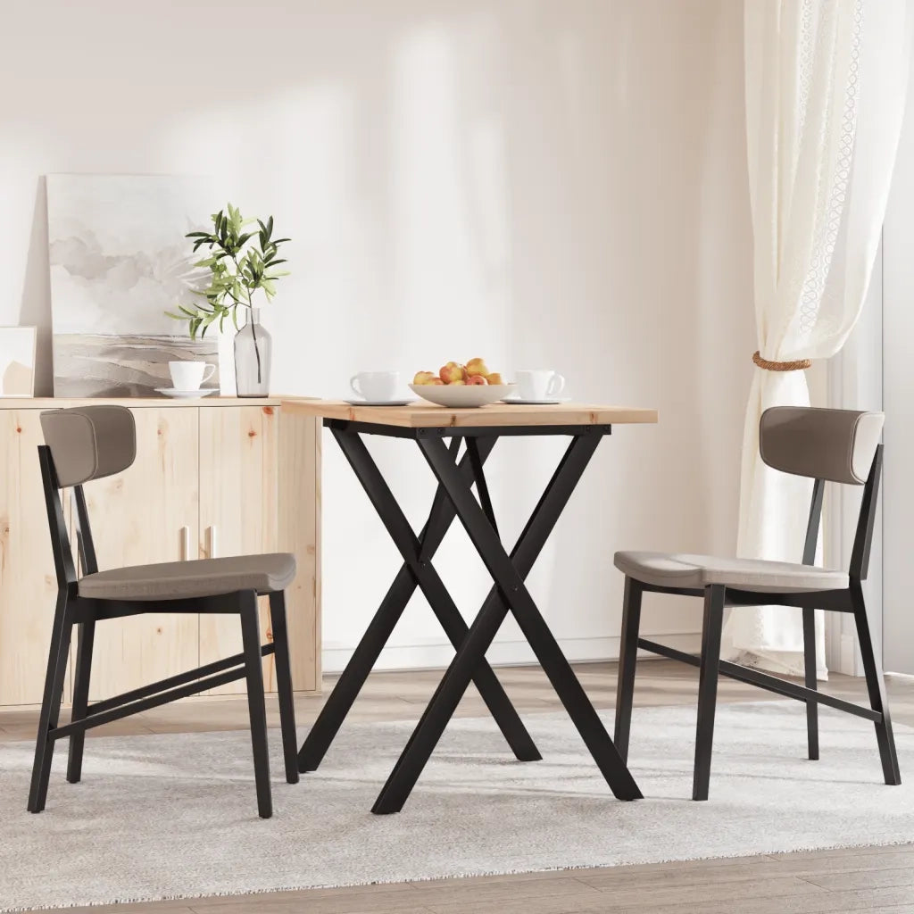 Tavolo da Pranzo Telaio a X 80x50x75,5 cm Legno Pino e Acciaio