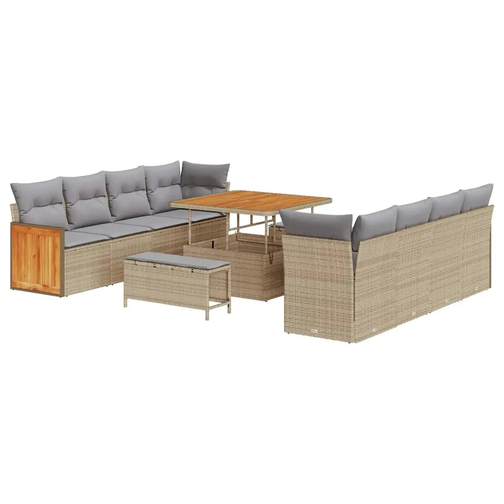 Set Divano da Giardino 12 pcs Beige e Grigio Chiaro polyrattan 3365237